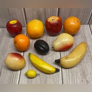Lot of 11 Assorted Wax Faux Coated Fruits Apple Banana Pear Orange Lemon